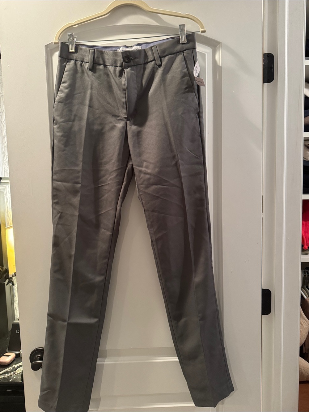 Amazon Essentials Men's Gray Straight Dress Pants